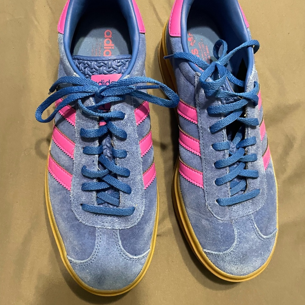 adidas Gazelle Platform Blue Pink Suede Sneakers - Picture 3 of 8